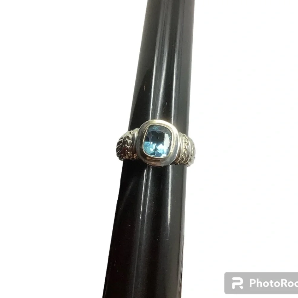 Judith Ripka sterling silver blue topaz ring